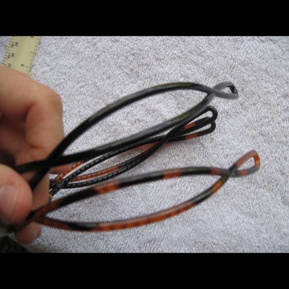 2 Goody Thin Crossed Woven Twisted Plastic Head Bands Black Tortoiseshell Brown - Picture 2 of 5